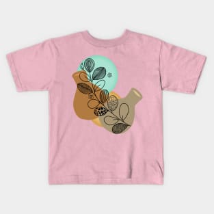 BOHEMIAN ABSTRACT MINIMALIST BROWN & BEIGE Kids T-Shirt